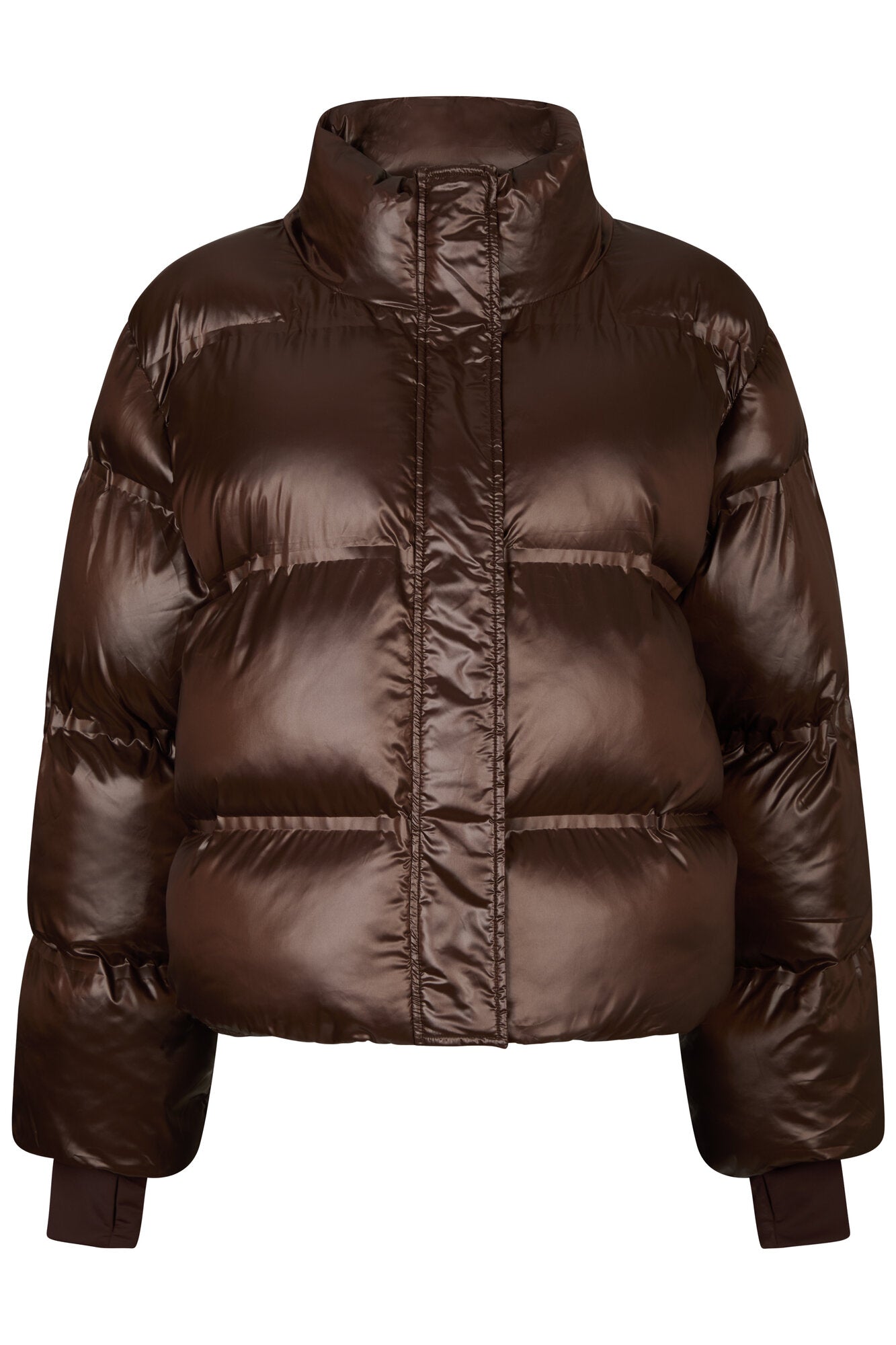 Rhea Shiny Puffer jakke - Dark Brown